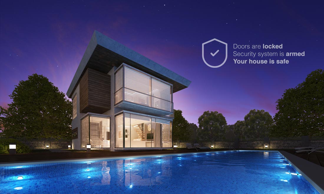 Image of a modern house at night